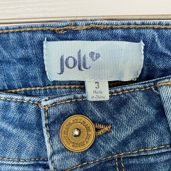 Jolt Lightly Distressed Jean Shorts Size 3 Juniors Medium Dark Wash - Picture 4 of 10
